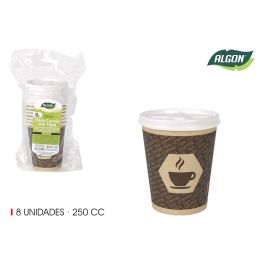 Set de 8 vasos de cartón café con tapa 250 cc Algon (36 Cajas) Precio: 29.49999965. SKU: B16FFY8FC9