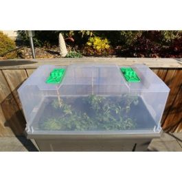 Riviera IZISERRE 80 Invernadero Translúcido para Mesa de Cultivo 80x40x28, 2 Aireadores, Túnel Forzador, Reciclable