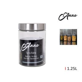 Tarro de vidrio con tapa de acero 1.25Lt Anna (12 Unidades) Precio: 25.5899996. SKU: B17BEHPXE9