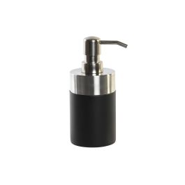 DKD Home Decor Dosificador de Jabón Loft de Resina y Acero Inoxidable Negro Plateado 9x17x7 cm
