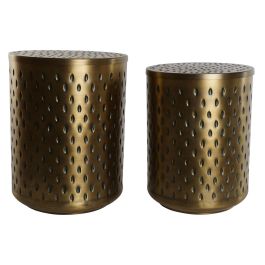 DKD Home Decor Mesita Auxiliar Moderna Dorado, Set de 2 Piezas en Metal, Dimensiones 43x54x43 cm