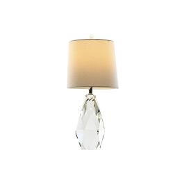 DKD Home Decor Lámpara de Sobremesa Moderna Transparente y Blanca de Cristal y Lino con Base de Hierro - 50 cm Alto, Casquillo E27 DKD Home Decor Lámpara de Sobremesa Moderna Transparente y Blanca de Cristal y Lino con Base de Hierro - 50 cm Alto, Casquillo E27