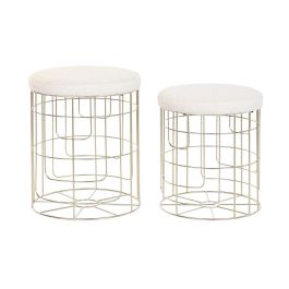 Reposapies Moderno DKD Home Decor Dorado Blanco 38 x 44 x 38 cm Set de 2 Precio: 90.49999948. SKU: S3041878