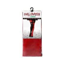 Medias Bufón Rojo Y Negro Con Diamantes Para Disfraz De Villana - Ideal Para Halloween