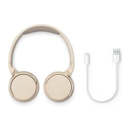 Philips TAH3209BG/00 Auriculares Inalámbricos Bluetooth Beige con Micrófono, 25h Reproducción, Llamadas Nítidas y Diseño Plegable