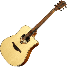 LAG Guitarra Acústica Dreadnought Cutaway A/E Tramontane 88 - Natural Abeto Engelmann Macizo Khaya Bronce Stage LAG