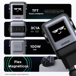 UGREEN 45515B Cargador USB-C 100W Carga Rápida GaN para Portátil, Teléfono Móvil, Batería Portátil, Gris