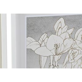 DKD Home Decor Cuadro Romántico 2.5 x 70 x 55 cm Gris Blanco Cristal MDF Flores (4 Unidades)
