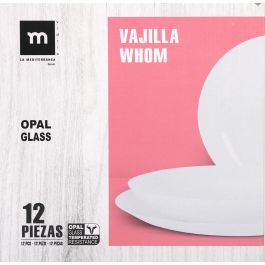 La Mediterranea Vajilla 12 Piezas Redonda Opal "Whom" con Platos de 26.5 cm y 23 cm (2 Unidades)