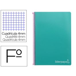 Cuaderno Espiral Liderpapel Folio Witty Tapa Dura 80H 75 gr Cuadro 4 mm Con Margen Color Turquesa 5 unidades