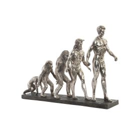 DKD Home Decor Figura Escultórica Decorativa Moderna de Resina Plateada "Evolución Hombre" para Hogar 18x42x55 cm
