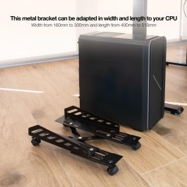 TOOQ SOPORTE METALICO PARA CPU DE SUELO CON RUEDAS BAJO
