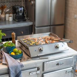 Livoo Plancha eléctrica de acero inoxidable con 2 termostatos DOC302 LIV1698904862763