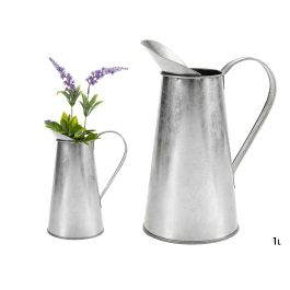 IBERGARDEN Jarra Lechera Zinc Plata 17x21.5x11.3 cm Capacidad 1000ml (Set de 24)