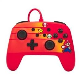 Power A 1526539-01 Mando con Cable Mejorado para Nintendo Switch - Speedster Mario, Compatible con Switch OLED y Switch, Diseño Oficial Nintendo