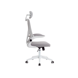 Q-connect Silla Ergonómica de Oficina con Respaldo de Malla Ajustable, Base de Nylon, Color Blanco Gris