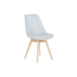 DKD Home Decor Silla Scandi Azul Acolchada de Haya, Colección Jiete Basics, Altura Asiento 47 cm, 48x56x83 cm