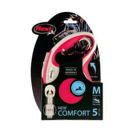 Flexi New Comfort Correa Retráctil de Cinta Roja 5 Metros para Perros hasta 25 kg, con Freno Mejorado y Accesorios Compatibles