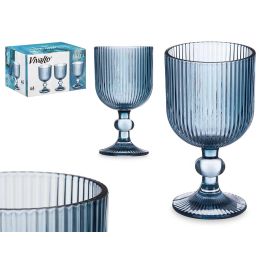Copa Vivalto Azul Oscuro Rayas 260 ml - Cristal, 7.9x14x7.9 cm (24 Unidades)