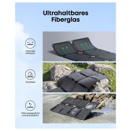 Anker SOLIX PS60 Panel Solar Plegable Portátil 60W Negro, Impermeable IP68, con Conector MC4