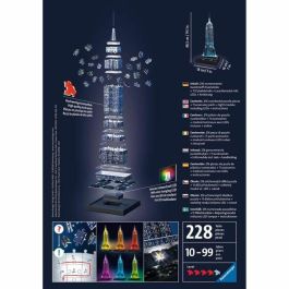Ravensburger Puzzle 3D Empire State Building Edición Noche con Iluminación LED de Colores 216 Piezas para +12 años Ravensburger Puzzle 3D Empire State Building Edición Noche con Iluminación LED de Colores 216 Piezas para +12 años