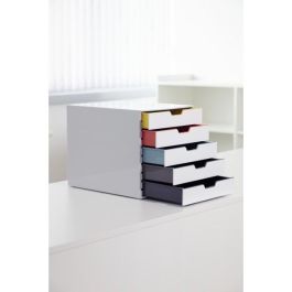 DURABLE VARICOLOR 5 Fächer MIX Caja de cajones, 5 compartimentos, Plástico, Multicolor/Blanco, Apilable, Antideslizante, 280x292x356mm