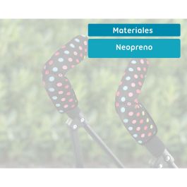 KioKids Protector de Manillar para Silla de Paseo de Neopreno Acolchado con Lunares, 2 Piezas Ajustables con Velcro, Multicolor