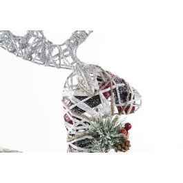 DKD Home Decor Reno de Navidad Alpina, Figura Decorativa LED de Ratán, Colores Natural, Blanco y Plateado, 3 Pilas AA, 14x40x30 cm DKD Home Decor Reno de Navidad Alpina, Figura Decorativa LED de Ratán, Colores Natural, Blanco y Plateado, 3 Pilas AA, 14x40x30 cm