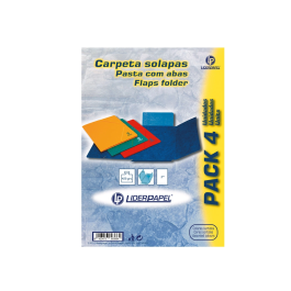 Liderpapel Carpeta Gomas Tres Solapas Cartón Simil Prespán Folio Pack 4 Unidades Colores Surtidos