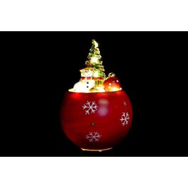 DKD Home Decor Figura Navidad Muñeco de Nieve Fantasía con luz LED MDF Rojo Rosa Dorado 8x11x8 cm (3 Unidades)