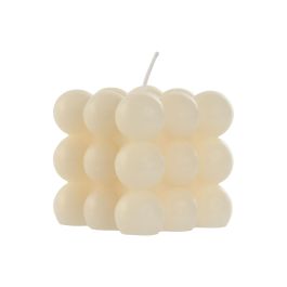 DKD Home Decor Vela Scandi Crema en Cera Natural con Bolas, 125gr, 28h de Duración, Medidas 6x5x6 cm, Pack de 12 Unidades