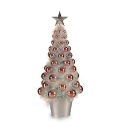 Figura Decorativa Árbol de Navidad Rosa Polipropileno PET 16 x 37,5 x 16 cm (12 Unidades)