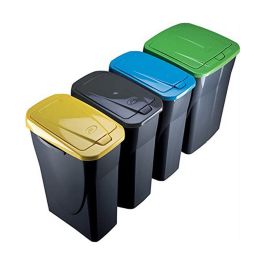 Cubo 15 litros ecobin con tapa color negro/amarillo 20x31x42cm mondex