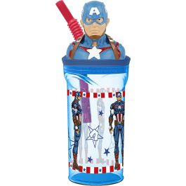 Vaso con Pajita Capitán América CZ11331 360 ml 3D Precio: 12.94999959. SKU: B1ENK4PSPM