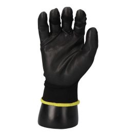Edm Guante keep safe® de Poliéster Recubierto de Poliuretano, Palma PU Negra, Talla 6, para Bricolaje y Montaje