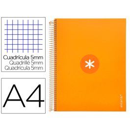 Cuaderno Espiral A4 Micro Antartik Tapa Forrada 120H 90 gr Cuadro 5 mm 5 Bandas 4 Taladros Color Mostaza