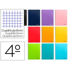 Cuaderno Espiral Liderpapel Cuarto Smart Tapa Blanda 80H 60 gr Cuadro 6 mm Con Margen Colores Surtidos 10 unidades