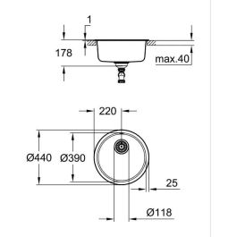 Fregadero de cocina - Acero inoxidable - Integrado desde arriba - GROHE K200 - 31720SD0 Fregadero de cocina - Acero inoxidable - Integrado desde arriba - GROHE K200 - 31720SD0