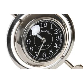 DKD Home Decor Reloj de Sobremesa Chic de Aluminio Plateado, 23x8x30 cm, Funciona con Pila AA