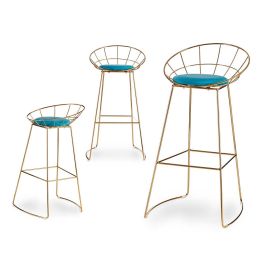 Silla De Bar Cromada Oro Azul Giftdecor 51X94CM (2 Unidades) Precio: 200.9499998. SKU: B1KMCVEPN2