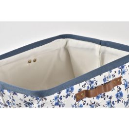 DKD Home Decor Cesta Shabby Poliéster Azul Blanco Colección Indigo 30 x 30 x 40 cm