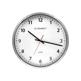 Q-connect Reloj de Pared Redondo Oficina Plástico 50 cm Marco Cromado