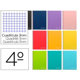 Cuaderno Espiral Liderpapel Cuarto Witty Tapa Dura 80H 75 gr Cuadro 3 mm Con Margen Colores Surtidos 10 unidades