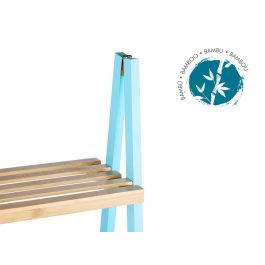 Berilo Estantería Escalera 4 Estantes Bambú y Madera Pino Azul Natural 40 x 109 x 30 cm