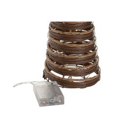 DKD Home Decor Cono de Navidad Alpina de Ratán y LED Natural, 80 cm Alto, Set de 3 (2 Unidades)