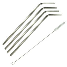 Cook Concept Juego 4 Pajitas Reutilizables Acero Inoxidable con Escobilla 25.4 cm