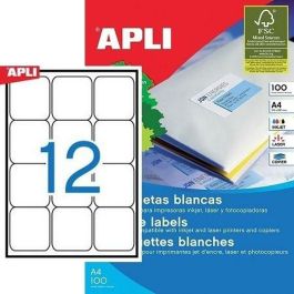 Apli Etiquetas Adhesivas 63,5x72 mm Inkjet-Láser C-Romos 12 X 100H Blanco