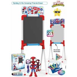 Pizarra spidey 2 en 1 magnetica y para tizas 37x32x98 cm incluye 12 accesorios