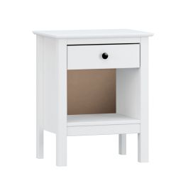 Mesita de Noche Alexandra House Living Blanco Metal Madera de pino 47 x 60 x 35 cm 1 cajón Precio: 67.1550005929. SKU: B1CQF3FYJR