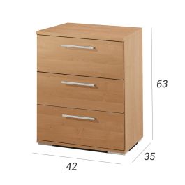 Mesita de Noche Alexandra House Living Cerezo Metal Madera MDP 41 x 62 x 35 cm 3 cajones